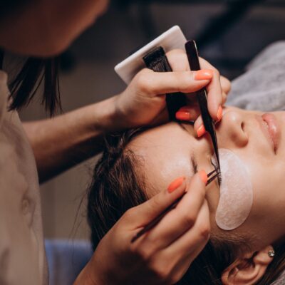 Eye lashes keratin procedure in a salon Eye lashes keratin procedure in a salon